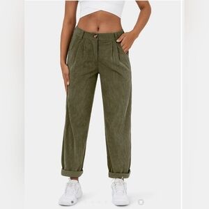 Halara mid rise green corduroy pants